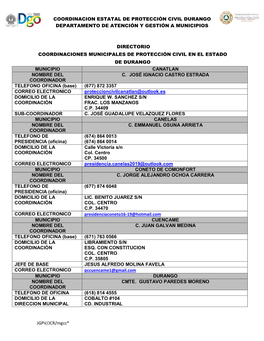 Directorio De Unidades Municipales