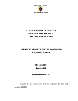 Corte Suprema De Justicia Sala De Casación Penal Sala De Juzgamiento