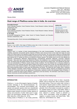 Host Range of Phellinus Sensu Lato in India: an Overview
