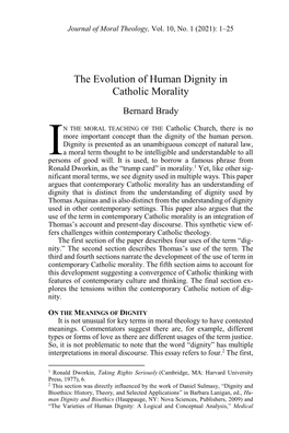 The Evolution of Human Dignity in Catholic Morality