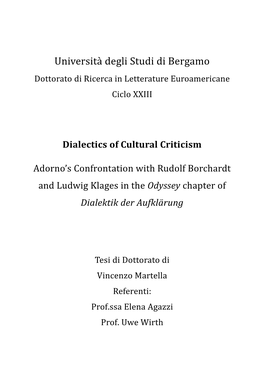 Dialectics of Cultural Criticism Adorno's Confrontation with Rudolf