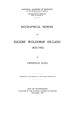 Eugene Woldemar Hilgard 1833-1916