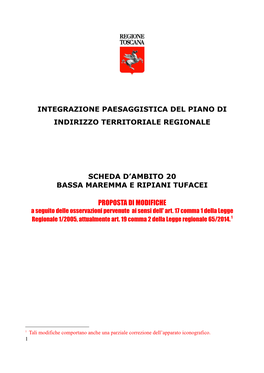 Integrazione Paesaggistica Del Piano Di Indirizzo Territoriale Regionale