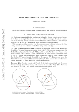 Some New Theorems in Plane Geometry