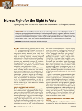 Nurses Fight for the Right to Vote