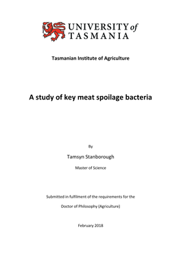 A Study of Key Meat Spoilage Bacteria