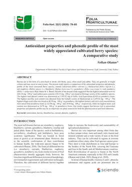 Antioxidant Properties and Phenolic Profile of the Most Widely Appreciated Cultivated Berry Species: a Comparative Study