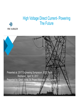 High Voltage Direct Current- Powering the Future