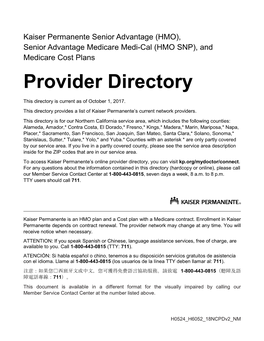 2018 Provider Directory Northern California