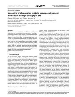 BIOINFORMATICS REVIEW Doi:10.1093/Bioinformatics/Btp452