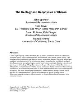 The Geology and Geophysics of Charon