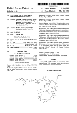 ||||IIIII USOO5516755A United States Patent (19) 11 Patent Number: 5,516,755 Gulavita Et Al