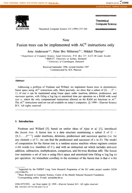 Fusion Trees Can Be Implemented with AC0 Instructions Only