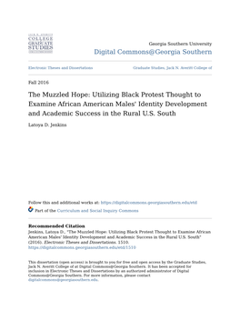 Utilizing Black Protest Thought to Examine African American Males' Identity Development and Academic Success in the Rural U.S