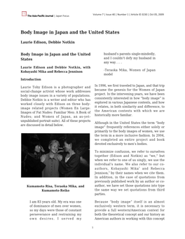 Body Image in Japan and the United States