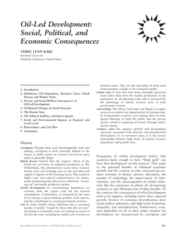 Oil-Led Development: Social, Political, and Economic Consequences