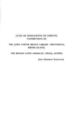 Guias De Manuscritos En Nahuatl Conservados En