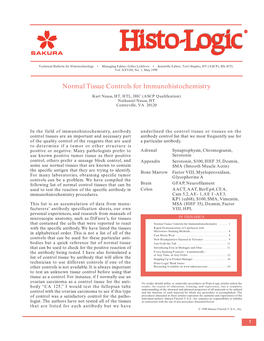 Normal Tissue Controls for Immunohistochemistry