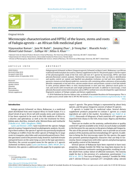 Microscopic Characterization and HPTLC of the Leaves, Stems and Roots