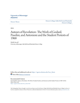 The Work of Godard, Pasolini, and Antonioni and the Student Protests of 1968 (Under the Direction of Dr