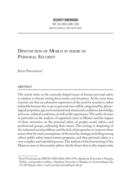 Security Dimensions Dysfunction of Mexico In