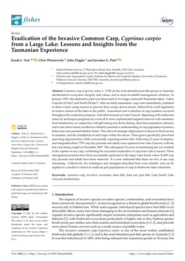 Eradication of the Invasive Common Carp, Cyprinus Carpio from a Large Lake: Lessons and Insights from the Tasmanian Experience