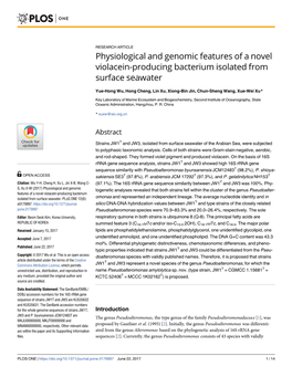 Physiological and Genomic Features of a Novel Violacein-Producing Bacterium Isolated from Surface Seawater