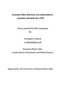 Economic Policy Reform in Late Industrialisers: Argentina and Spain Since 1950