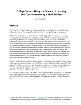 College Success Using the Science of Learning: 101 Tips for Becoming a STAR Student