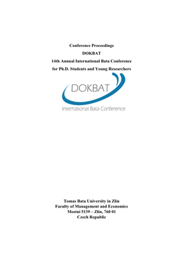 Conference Proceedings DOKBAT 14Th Annual International Bata