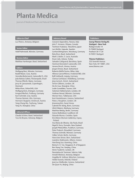 Planta Medica Journal of Medicinal Plant and Natural Product Research