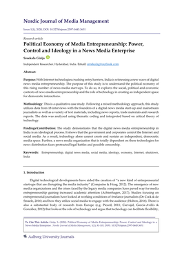 Nordic Journal of Media Management Political