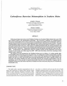 Carboniferous Barrovian Metamorphism in Southern Maine