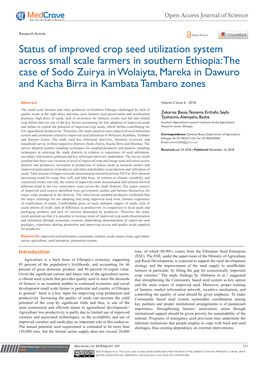 Status of Improved Crop Seed Utilization System