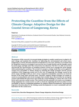 Protecting the Coastline from the Effects of Climate Change: Adaptive Design for the Coastal Areas of Gangneung, Korea