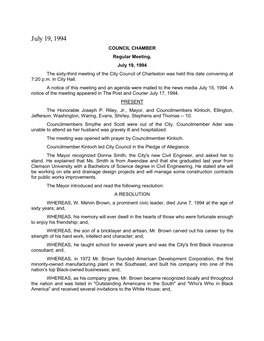 City of CHARLESTON, SOUTH CAROLINA City Council Minutes