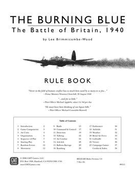 THE BURNING BLUE 1 the BURNING BLUE the Battle of Britain, 1940