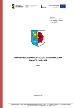 Lokalny Program Rewitalizacji Gminy Olesno Na Lata 2016-2023