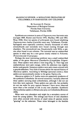 Symbionts Are Common in Nests of Pogonomyrmex Harvester Ants 1939)