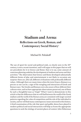 Stadium and Arena: Reflections on Greek, Roman, and Contemporary Social History1