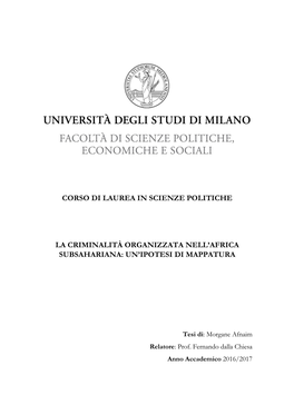 La Criminalità Organizzata Nell'africa Subsahariana