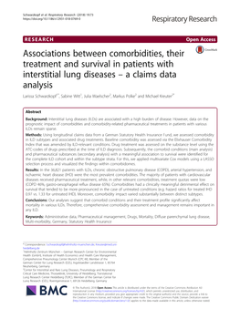 Associations Between Comorbidities, Their Treatment and Survival in Patients with Interstitial Lung Diseases