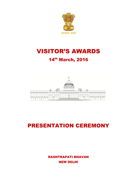 Programme Booklet of Visitor's Awards 2016