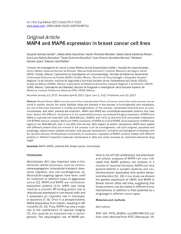 Original Article MAP4 and MAP6 Expression in Breast Cancer Cell Lines