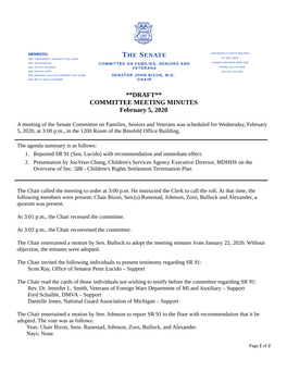 **DRAFT** COMMITTEE MEETING MINUTES February 5, 2020