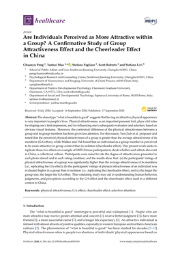 Are Individuals Perceived As More Attractive Within a Group? a Confirmative Study of Group Attractiveness Effect and the Cheerleader Effect in China