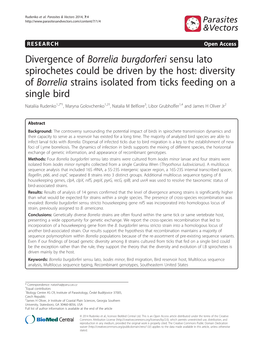 Divergence of Borrelia Burgdorferi Sensu Lato Spirochetes Could Be