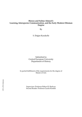 Horses and Sultan Ahmed I: Learning, Interspecies Communication, and the Early Modern Ottoman Empire