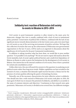 Reaction of Belarusian Civil Society to Events in Ukraine in 2013–2014