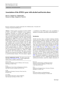 Association of the HTR2A Gene with Alcohol and Heroin Abuse